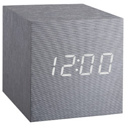 Gingko Click Clock Cube LED Alarm Clock Silver